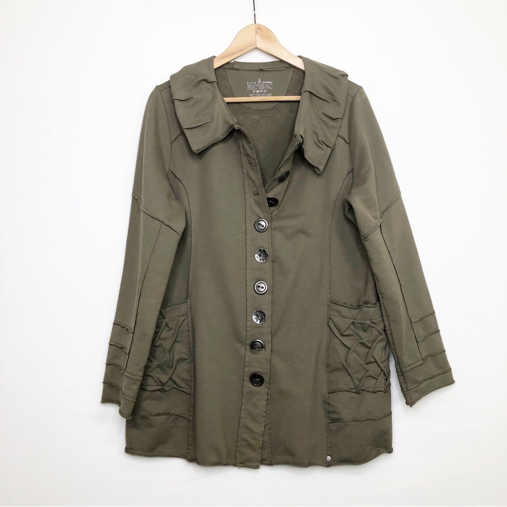 Neon Buddha Olive Green Women's Button-Front Jacket